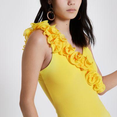 River Island Womens Floral Frill Bodysuit