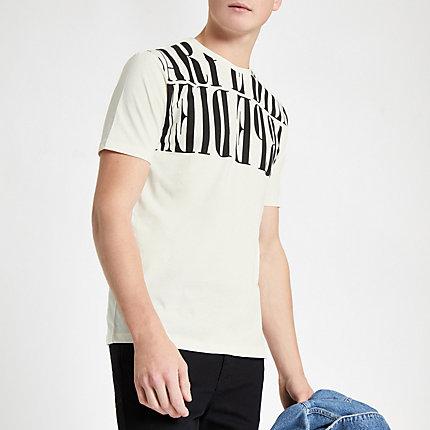 River Island Mens White Carpe Diem Slim Fit T-shirt