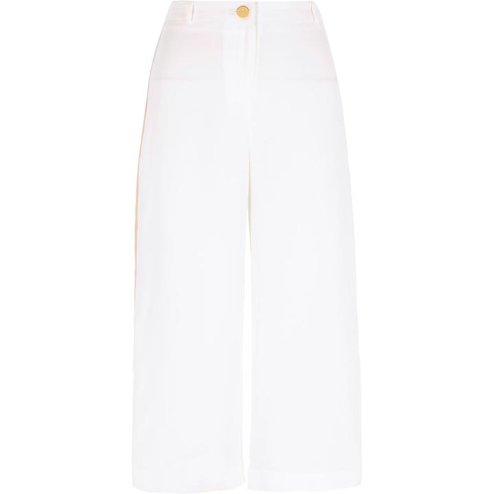 River Island Womens White Side Stripe Cropped Culottes