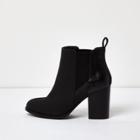River Island Womens Patent Panel Heeled Chelsea Boots