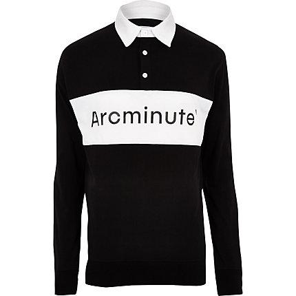 River Island Mens Arcminute Logo Long Sleeve Polo Shirt