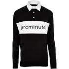 River Island Mens Arcminute Logo Long Sleeve Polo Shirt