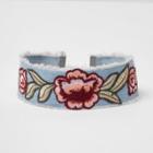 River Island Womens Denim Rose Embroidered Choker