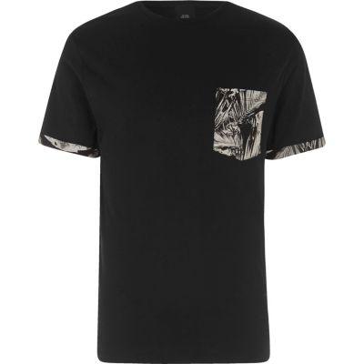 River Island Mens Floral Print Pocket T-shirt