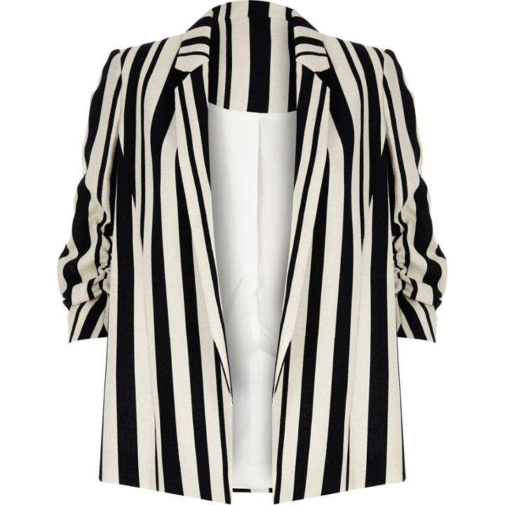 River Island Womens Stripe Ruched Sleeve Jacket