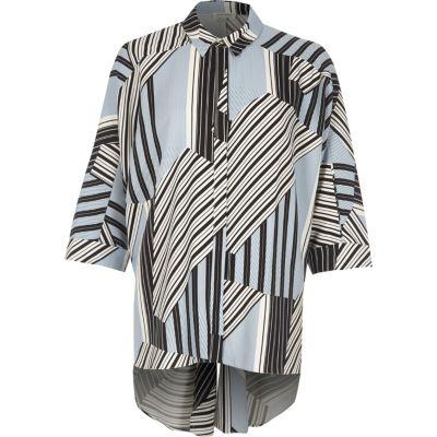 River Island Womens Stripe Knot Back Oversized Shirt