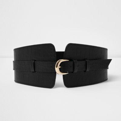 River Island Womens Crocodile Effect Wide Waist Belt