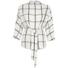 River Island Womens White Check Eyelet Tie Up Front High Neck Top