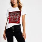 River Island Womens White Velvet 'couture' Embellished T-shirt