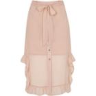 River Island Womens Chiffon Frill Hem Button-up Skirt