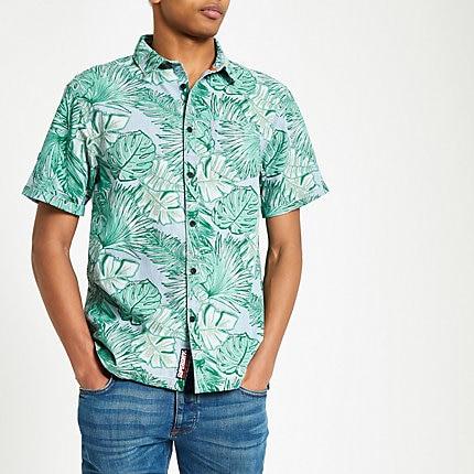 River Island Mens Superdry Leaf Print Regular Fit Shirt