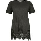 River Island Womens Washed Lace Hem T-shirt