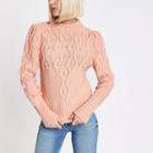 River Island Womens Cable Knit Puff Sleeve Jumper