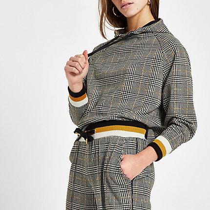 River Island Womens Petite Check Long Sleeve Hoodie