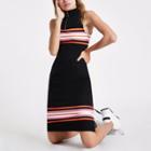 River Island Womens Stripe Rib Bodycon Midi Dress