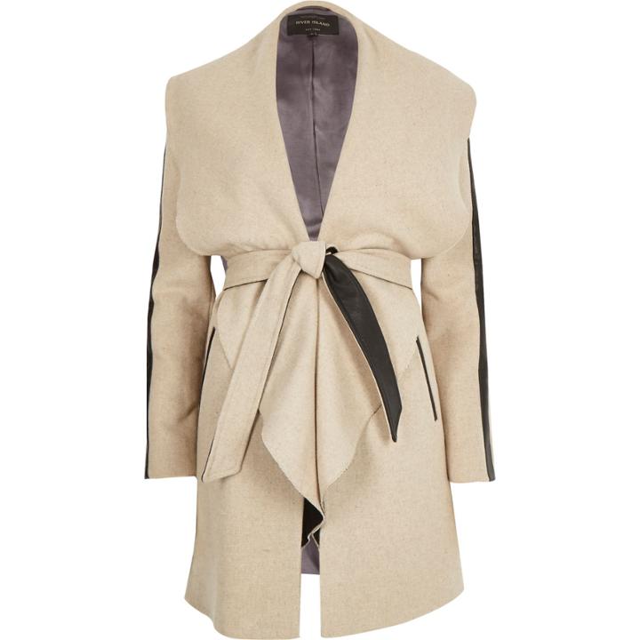 River Island Womens Wool-blend Belted Wrap Coat
