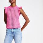 River Island Womens Textured Frill Trim Knitted Shell Top