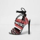 River Island Womens Fringed Tie Up Sandals