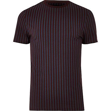 River Island Mens Muscle Fit Vertical Stripe T-shirt