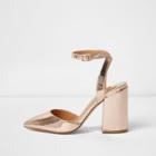 River Island Womens Gold Metallic Two Part Block Heel Court Shoes