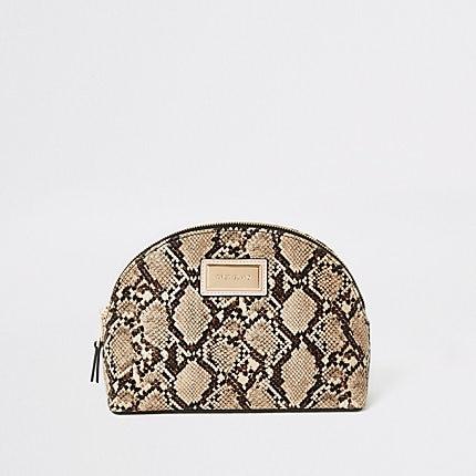 River Island Womens Snake Printed Zip Top Makeup Bag