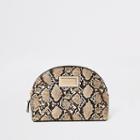 River Island Womens Snake Printed Zip Top Makeup Bag