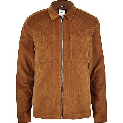 River Island Mens Big And Tall Cord Zip Up Overshirt