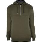 River Island Mensdark Zip Neck Hoodie