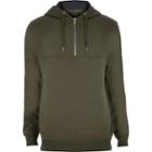 River Island Mensdark Zip Neck Hoodie