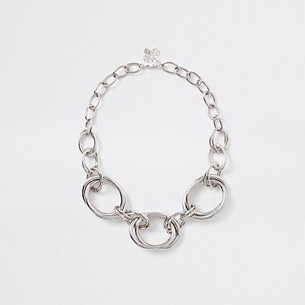 River Island Womens Silver Color Chunky Circle Necklace
