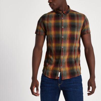 River Island Mens Check Casual Short Sleeve Shirt