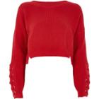 River Island Womens Lace-up Eyelet Cropped Jumper