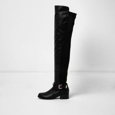 River Island Womens Buckle Strap Over The Knee Boots