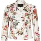 River Island Womens White Floral Print Lace Biker Jacket
