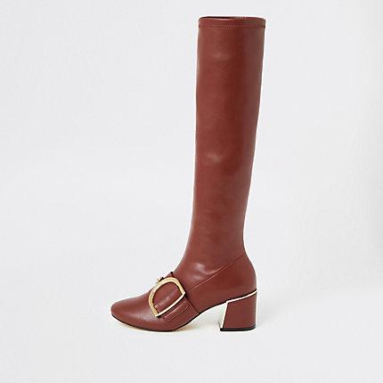 River Island Womens Buckle Strap Knee High Boots