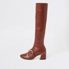 River Island Womens Buckle Strap Knee High Boots