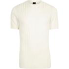 River Island Mens White Chunky Ribbed Muscle Fit T-shirt