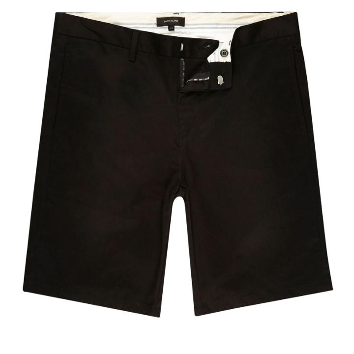 River Island Mensblack Slim Fit Chino Shorts