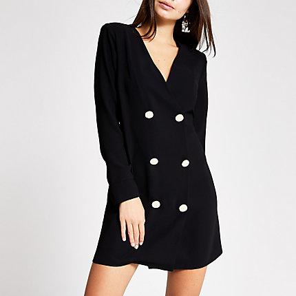 River Island Womens Long Sleeve Button Front Swing Dress