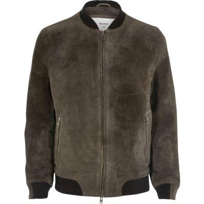 River Island Mens Bellfield Suede Bomber Jacket