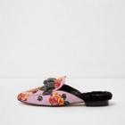 River Island Womens Floral Embroidered Bow Backless Loafers
