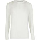 River Island Mens Big And Tall White Ribbed Crew Neck Sweater