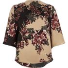 River Island Womens Floral Print High Neck Cape Sleeve Top