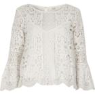 River Island Womens White Lace Bell Sleeve Star Top