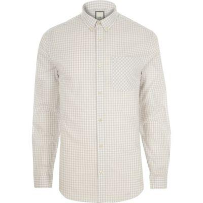 River Island Mens Gingham Check Slim Fit Long Sleeve Shirt