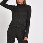 River Island Womens Knit Metallic High Neck Top