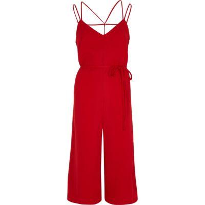 River Island Womens Tie Waist Strappy Back Culotte Jumpsuit