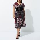 River Island Womens Plus Tile Print Ruched Midi Dress
