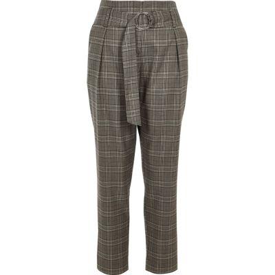 River Island Womens Check Stripe Side Tapered Trousers