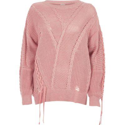 River Island Womens Ladder Knitted Tie Detail Jumper